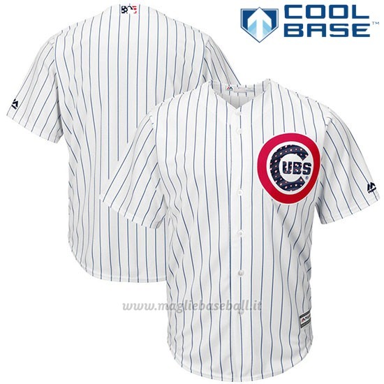Maglia Baseball Uomo Chicago Cubs 2017 Estrellas y Rayas Bianco Cool Base
